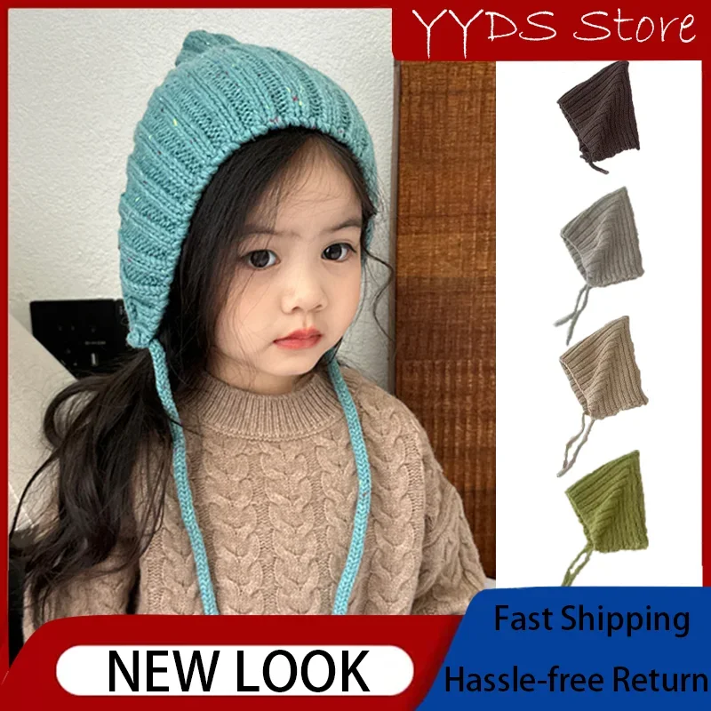 Ins Style Elf Cap for Kids - 2024 Trendy Knit Winter Hat for Boys and Girls Baby Earflap Hat for Autumn Activities