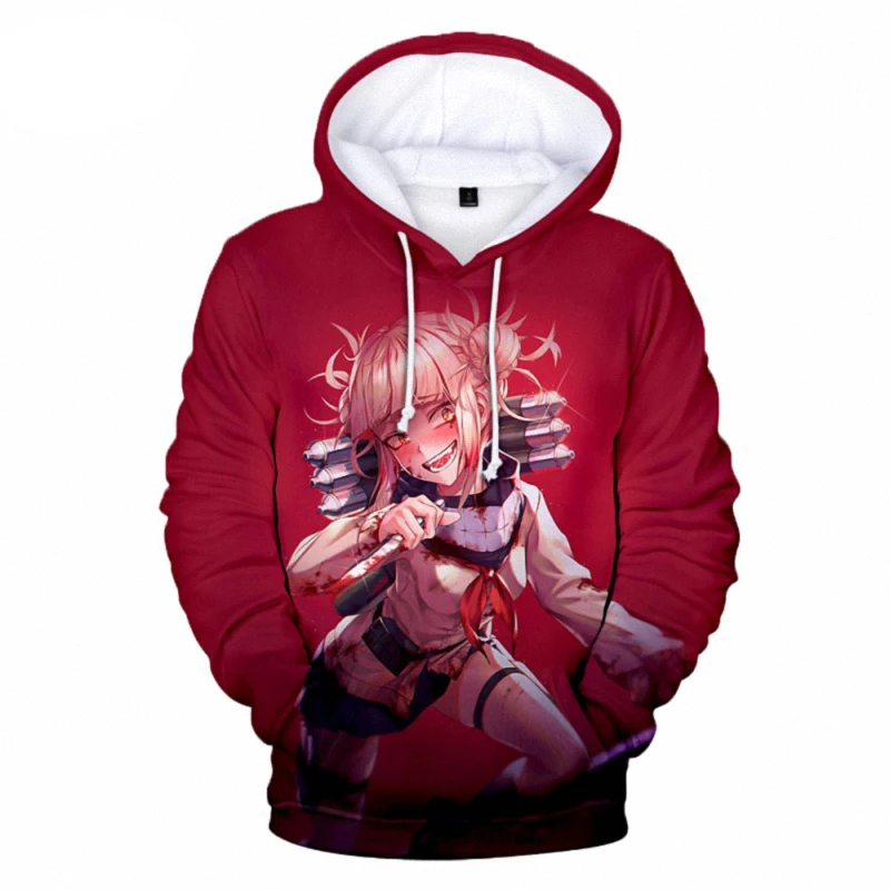 Homens e mulheres Himiko Toga Anime Hoodies, pulôver casual, moletons My Hero Academia, com capuz Harajuku, High Street, moda