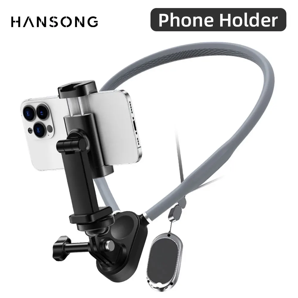 

HANSONG Magnetic Neck Silicone Mount Quick Release Hold for IPhone 16 15 14 13 12 11 10 SAMSUNG HUAWEI XIAOMI Phone Accessories