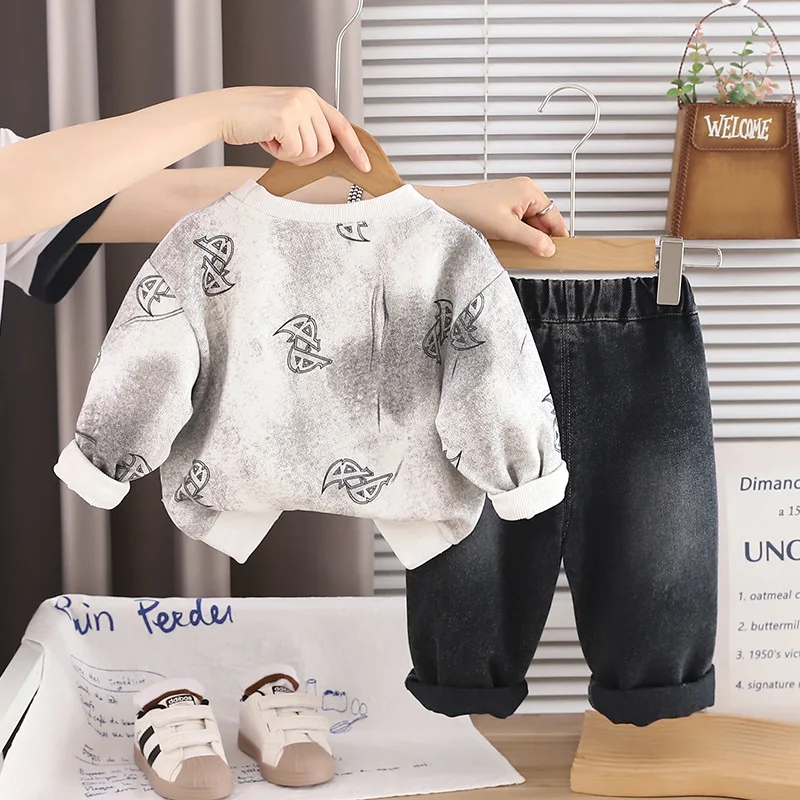 Toddler Boys Fall Outfits 2026 Spring Autumn Baby Boy Clothes 0-5T Casual Zipper Pocket Long Sleeve Tops and Pants Two Piece Set
