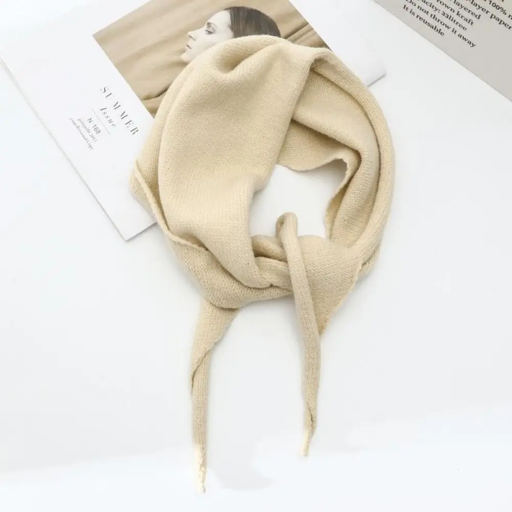 

New Korean Style Wool Triangular Scarf Winter Fashion Warm Knitted Scarf Solid Color Women Headscarf Shawl