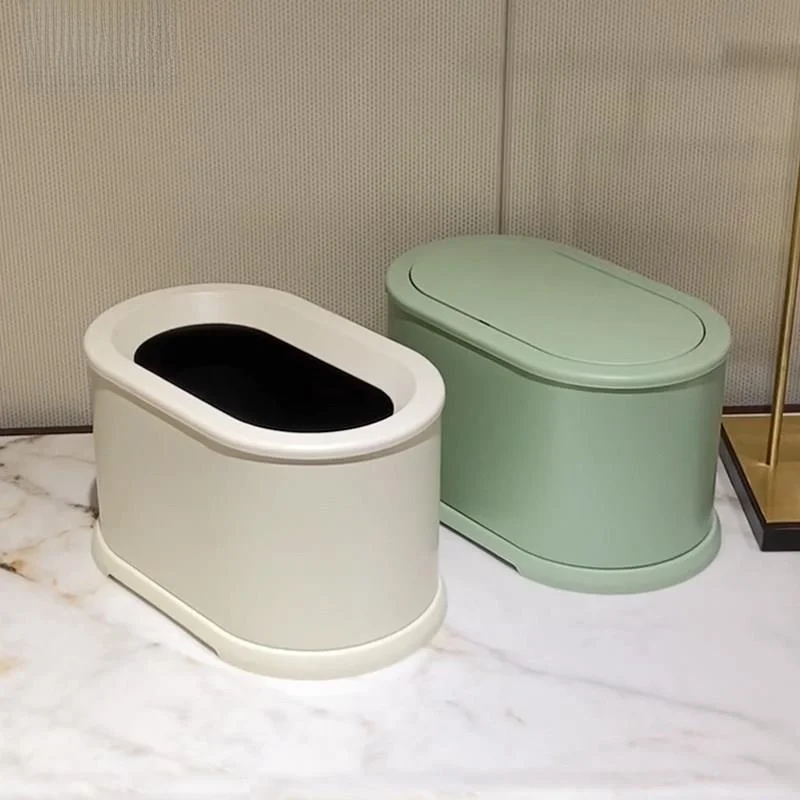 

Desktop Press Type Small Cute Trash Can Metal Body Irregular Shape 4L Capacity Storage Bin for Bedroom Dining Table Kitchen