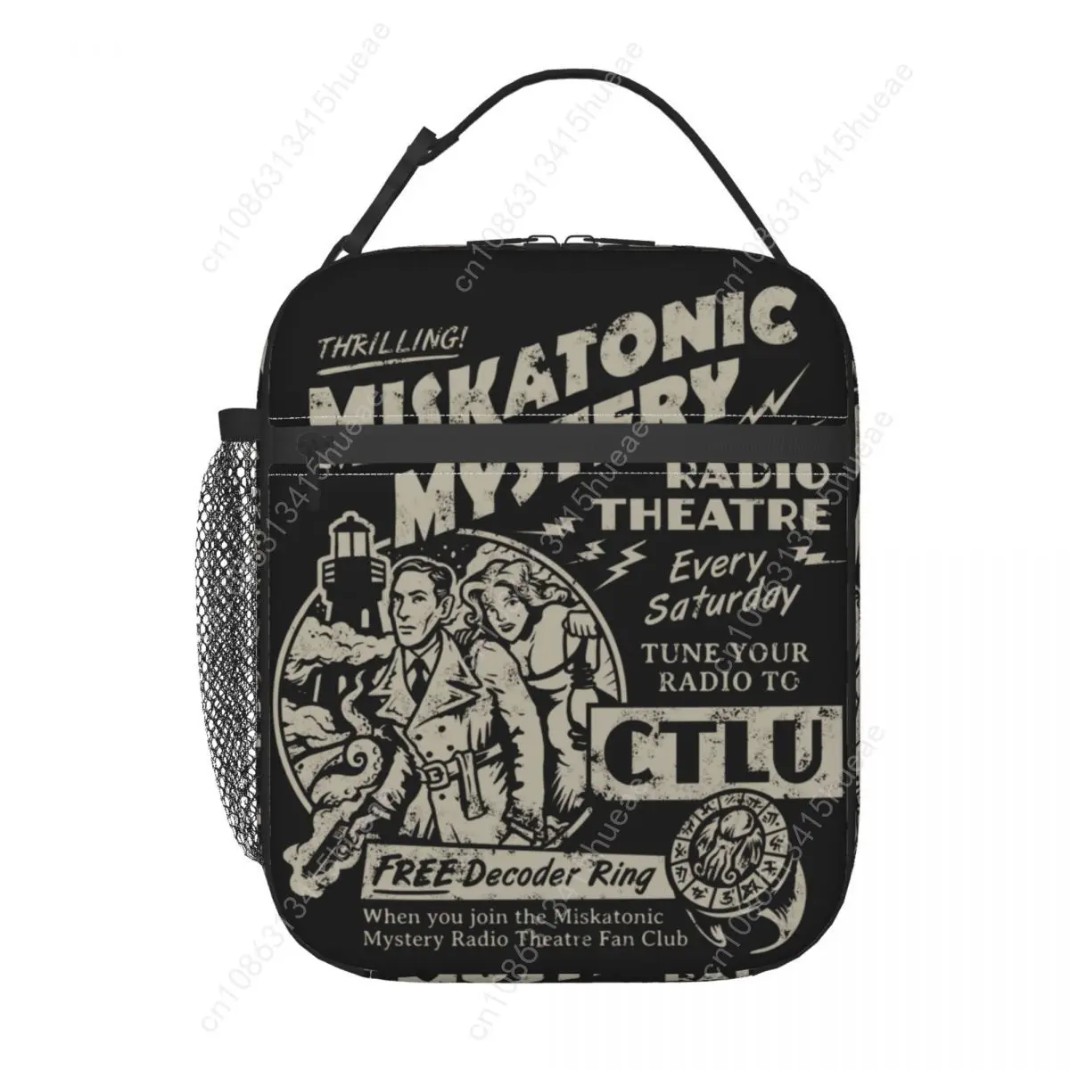 Miskatonic Mystery Radio Theater bolsa de almuerzo aislada, bolso de mano emocionante Lovecraft Call Of Cthulhu, enfriador térmico portátil, caja Bento