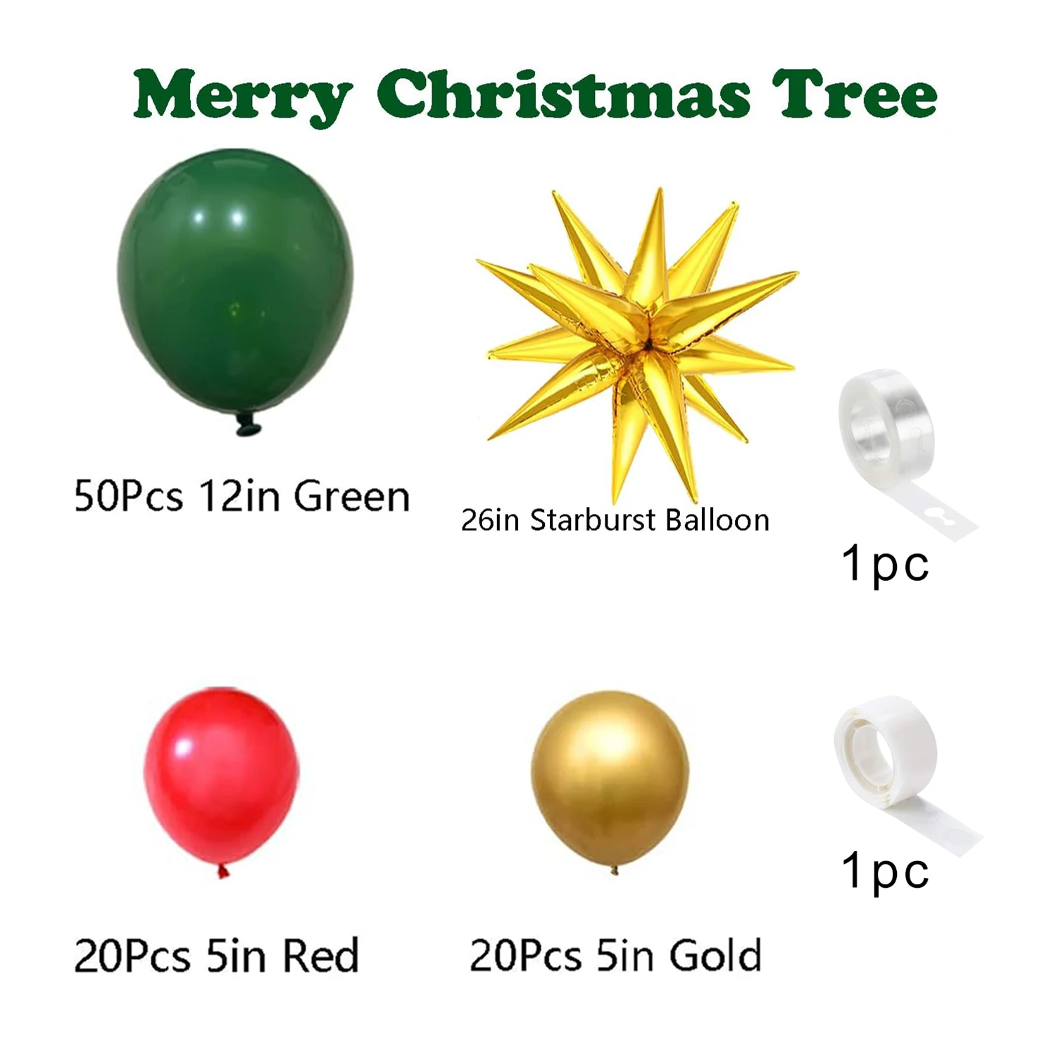 مجموعة شجرة بالون إكليل ذهبي أخضر وذهبي مكونة من 91 قطعة لتزيين حفلات عيد الميلاد وأعياد الميلاد #2