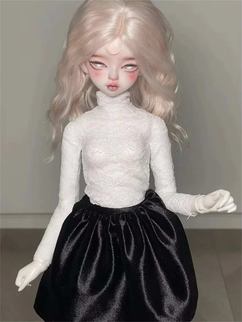 BJD/SD Clothes 1/4 Soft Lacy Long Sleeve T-shirt Toys Girls Tops Black White Elegant Beautiful Gifts Daily Doll Accessories