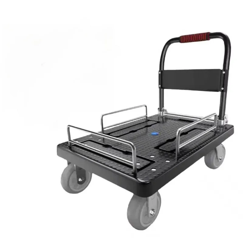 

150KG CapacityThree Side Folding Guardrail Hand Truck Collapsible Design Portable Cart For Supermarket Delivery Cargo Transport