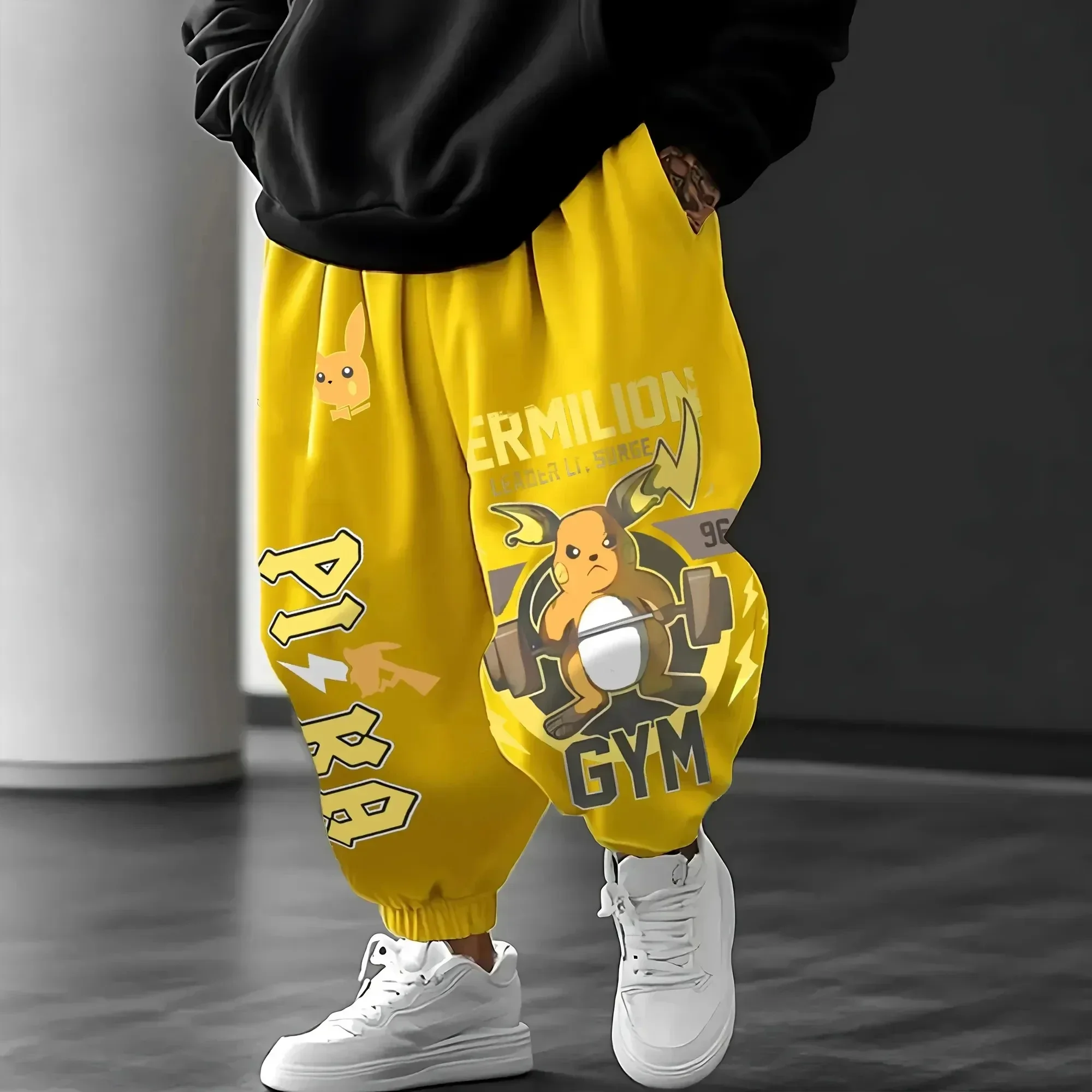 Pok É Mon أنيمي Sweatpants متعددة الوظائف 2025 الرجال الخريف والشتاء جديد اللياقة البدنية اليابان Harajuku فضفاض عادية مدبب السراويل
