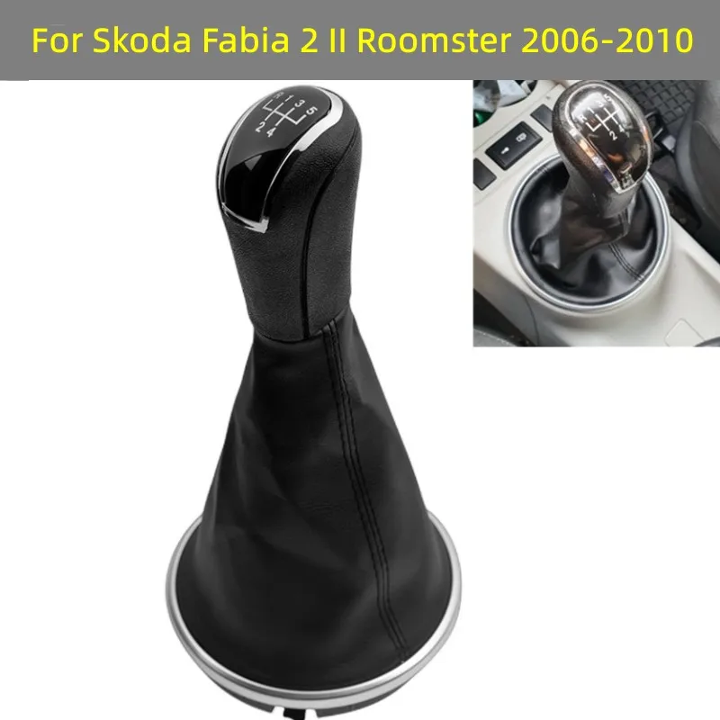 For Skoda Fabia 2 II Roomster 2006-2010 Manual Gear Shift Knob Shifter Lever Stick Gaiter Boot Cover Cars Accessories