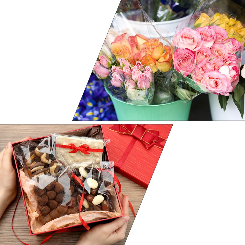 1 لفة شفافة واضحة السيلوفان التفاف الفيلم دائم هدية التفاف الفيلم للزهور الحرفية الزفاف عيد ميلاد واضح السيلوفان #3