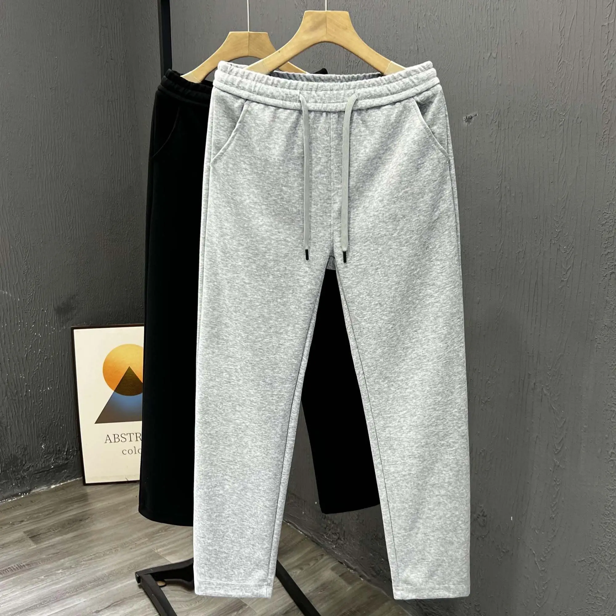 

Новые серые брюки, мужские весенне-осенние американские модные брендовые тяжелые спортивные штаны, высококачественные прямые спортивные повседневные брюки для бега