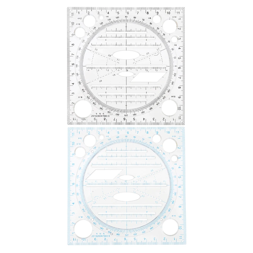 

2pcs Drawing Template Circle Ruler Geometry Architectural Scale ABS Precision Measurement Tool for Art Design Drafting
