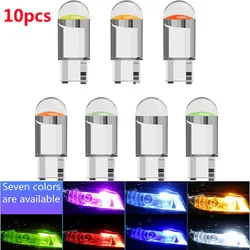 10PCS W5W Led T10 Car Light COB Glass 6000K White Automobiles License Plate Lamp Dome Read DRL Bulb Style 12V Auto Signal Lamp