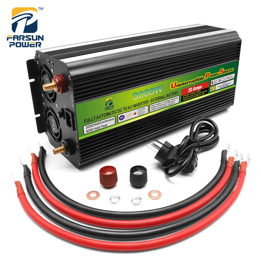 UPS Inverter Actual Power 3000W Peak 6000W  Charger Modified Sine Wave Inverter DC12V/24V To AC 220V Universal Socket Car Use