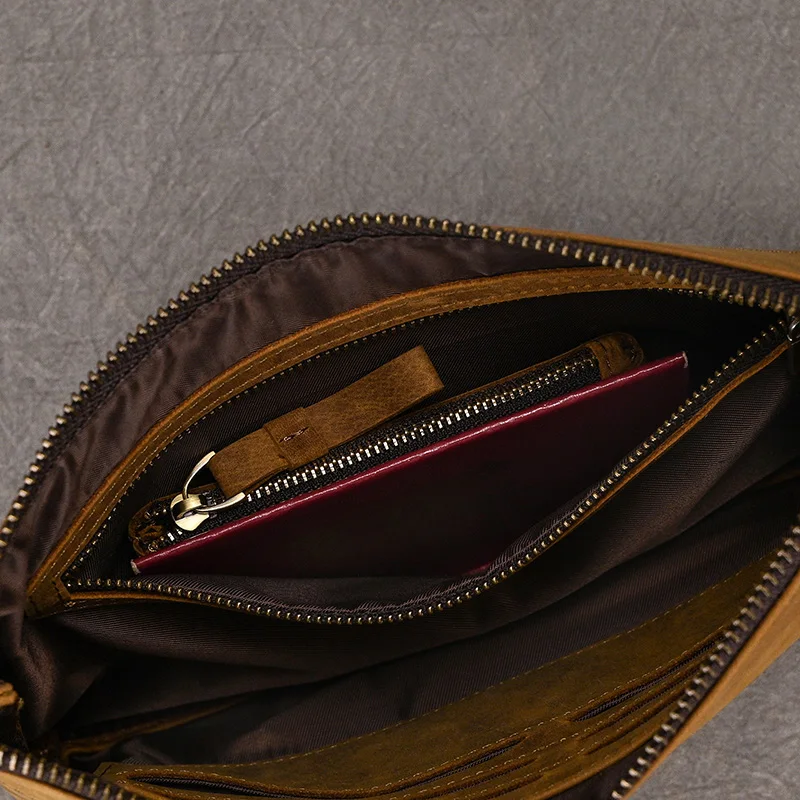 Echt leder Herren Clutch Brieftasche männlich Reiß verschluss Geschäft tägliche Handtasche große Kapazität Geldbörse für Mann Telefon Mund Gürtel tasche