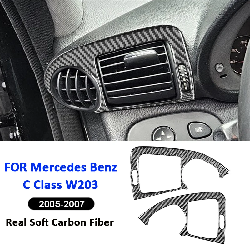 

For Mercedes Benz C Class W203 2005-2007 Carbon Fiber 2PCS Car Left Right Air Outlet Vent Frame Decorative Modification Sticker
