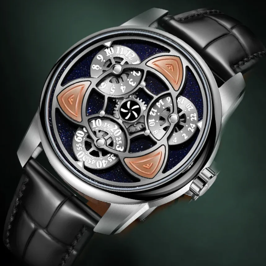 OBLVLO Мужские автоматические часы 42 мм Механические наручные часы 5ATM Водонепроницаемые сапфировые светящиеся вращающиеся маленькие диски