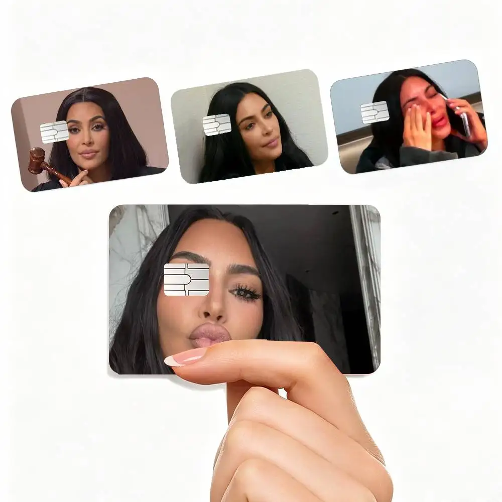 FUNNY K-Kim Kardashian Memes 4pcs 1Set Card Stickers Small Waterproof Chip 4PCS Card Sticker