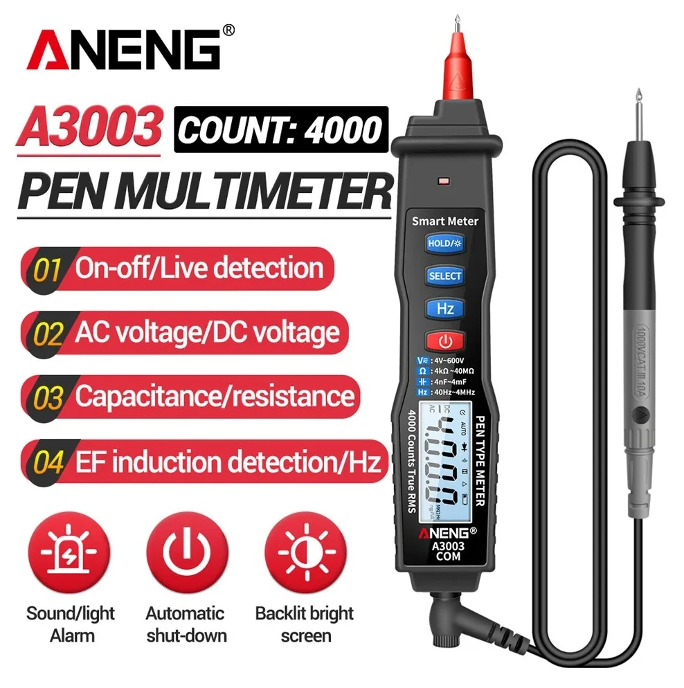 

Professional Pen Multimeter DC AC Voltage NCV Induction ANENG A3003 Hz Ohm Diode Line Break Detection Electrician Household Tool