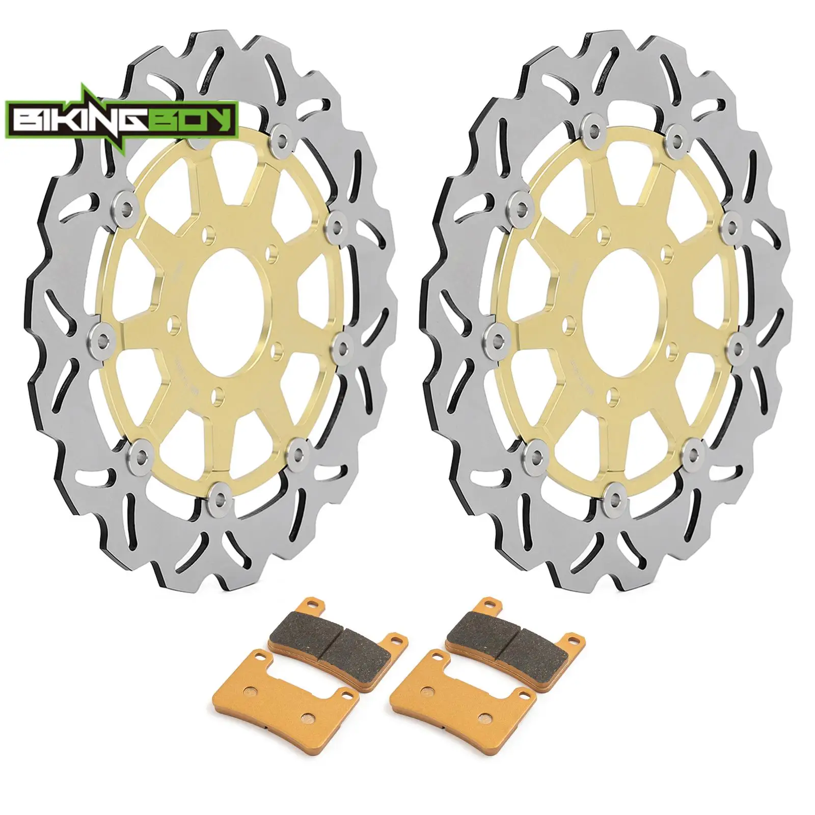 BIKINGBOY For GSXR GSX-R 750 00 01 02 03 04 05 06 07 08 09 10 11 12 13 14 15 16 17 18 19 20 21 Front Brake Discs Rotors + Pads
