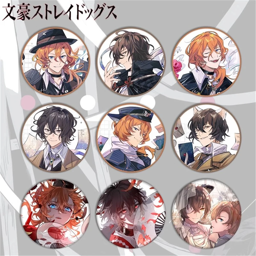 

58 мм аниме Bungo Stray Dogs Nakahara Chuuya Ryunosuke Akutagawa Mori Ogai Косплей Костюм Значок Pin SPTE Брошь из жести ﻿ Опора
