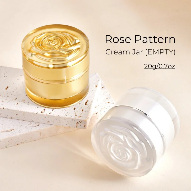 

12Pcs 20g Rose Pattern Cream Jars Golden White Luxury Cosmetics Packaging Wholesale for Face Cream Eye Cream Acrylic Container