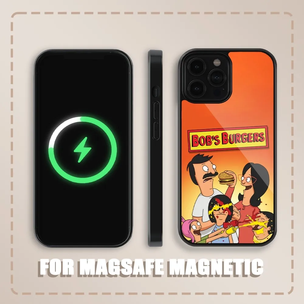 Etui na telefon B-Bobs Burgers do iPhone'a 15, 14, 13, 12, 11 Plus Pro Max Magnetic Magsafe Wireless Charging Cover