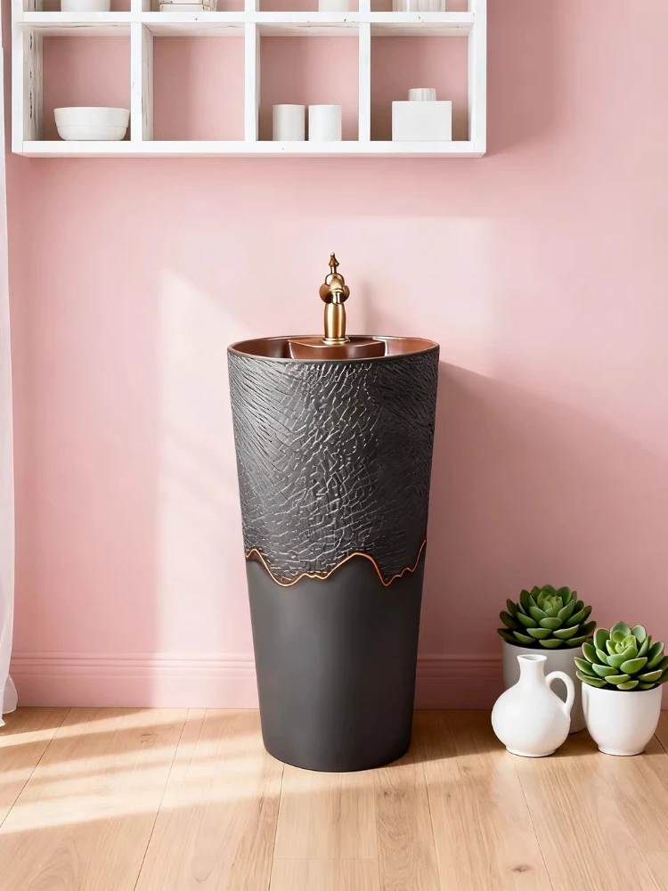 

Outdoor retro column basin household balcony integrated floor-to-ceiling wash basin