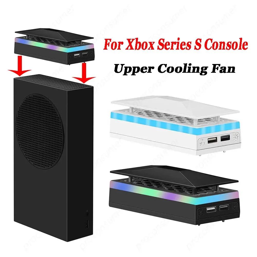 

Охлаждающий вентилятор для игровой консоли, аксессуар для консоли Xbox Series S, верхняя пылезащитная крышка, 3 шестерни, рассеивание тепла, RGB-вентилятор, кулер