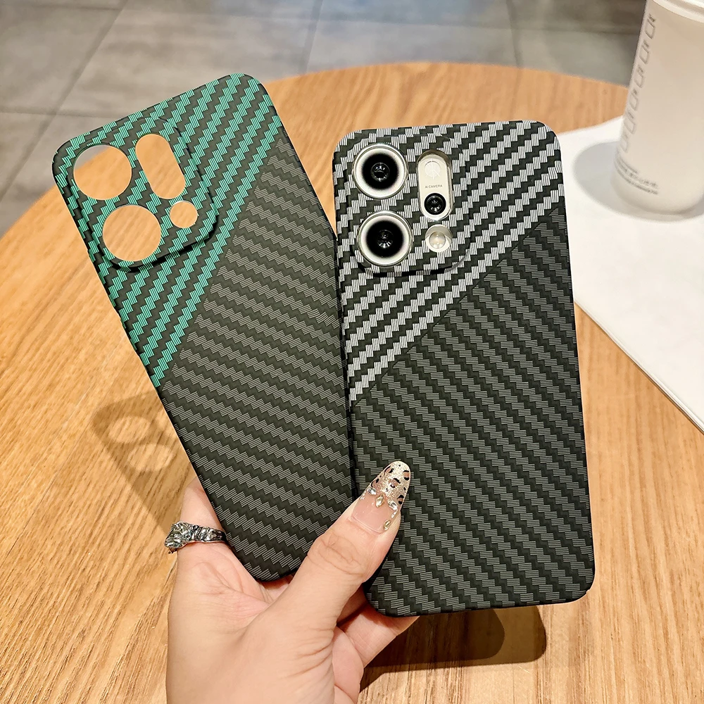 

Для Oppo Reno14 Pro Чехол для телефона Роскошный чехол с текстурой из углеродного волокна Oppo Reno14 Жесткий ПК Матовый задний корпус Oppo Reno13 Pro Coques