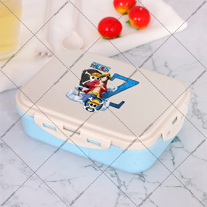 Цельный ланч-бокс Bento, портативные контейнеры для хранения еды, мультяшный аниме-узор, ланч-бокс с буквенным принтом A-Z, милый контейнер для еды