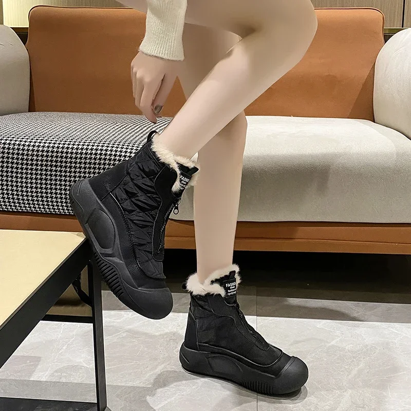 Boots Women Women\'s Sneakers Casual Soft Sole Shoes Waterproof Ankle Boots Plus Cotton Thickened Warm Flat Shoes Botas De Mujer