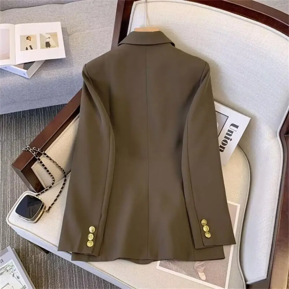 Women Suit Coat Elegant Women's Double Breasted Suit Jacket with Lapel Slim Fit Solid Color Work for Office for Professional