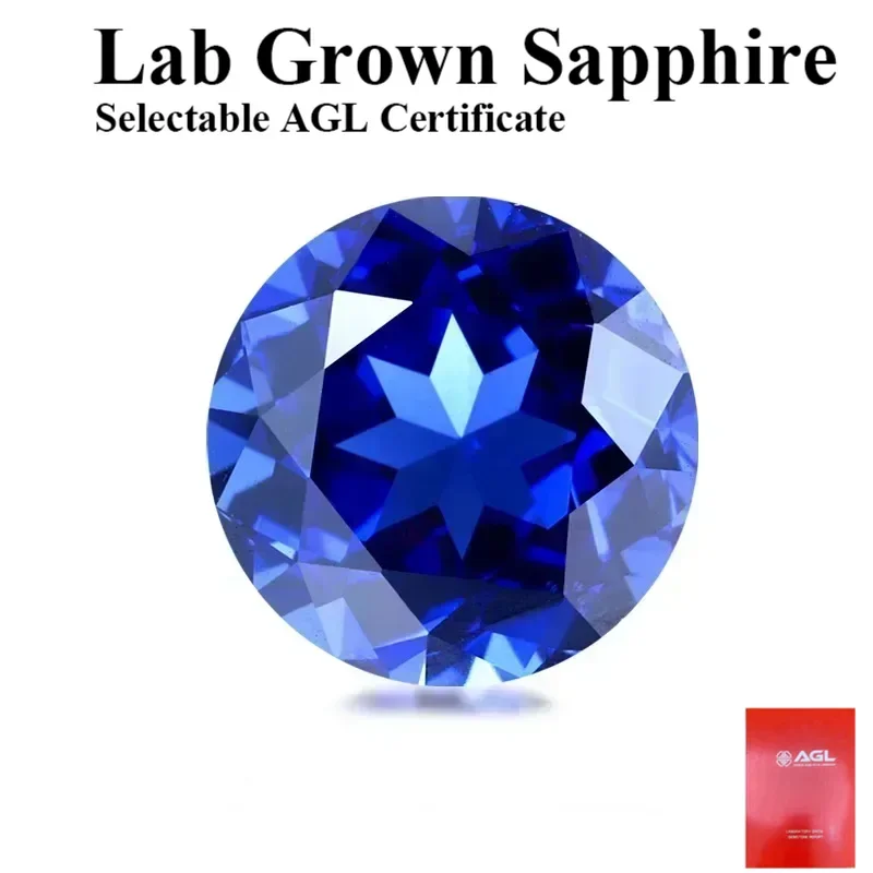 

Lab Grown Sapphire Round Shape Royal Blue Color Gemstone for Advanced Jewelry Making Material Selectable Certificate