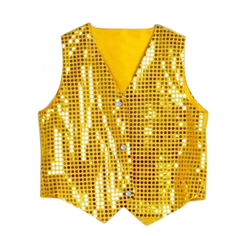 Children Shining Sequins Clothes Boys Students Christmas Stage Performance Costumes Kids Hip-hop Jazz Stage Dance Vest Waistcoat