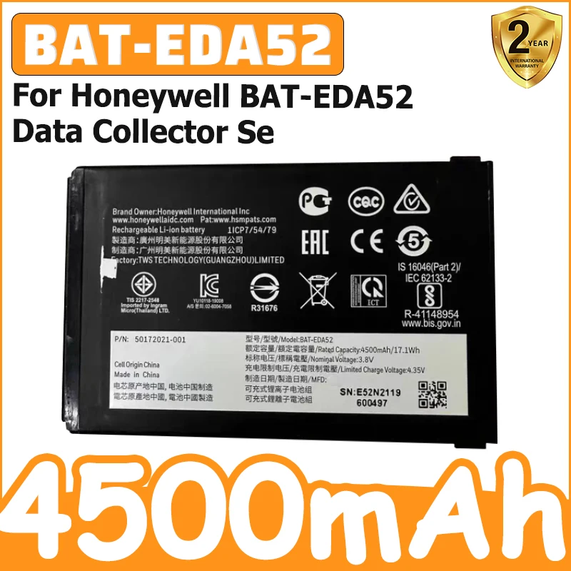 50183310-001 New High-Efficiency Battery 4500mAh for Honeywell BAT-EDA52 Data Collector Set Battery