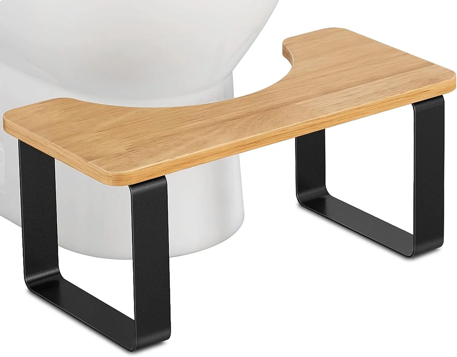 Metal Wood Toilet stool, Adult Bathroom, Waterproof and anti-slip Pot stool, healthy Portable toilet stool, Black