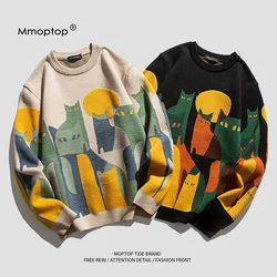 Malhas camisola masculina oversized pull homme masculino camisola de malha pulôver harajuku casual streetwear masculino feminino casal suéteres