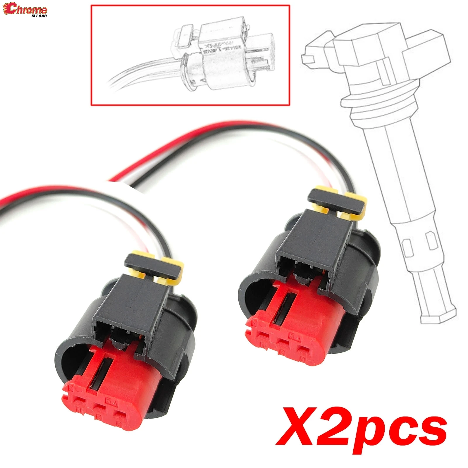 2x For Lancia Ypsilon II III 1.2 1.4 0.9 0.1 Delta Musa 3-Way Ignition Coil Wiring Harness Connector Repair Plug Cable 71752816