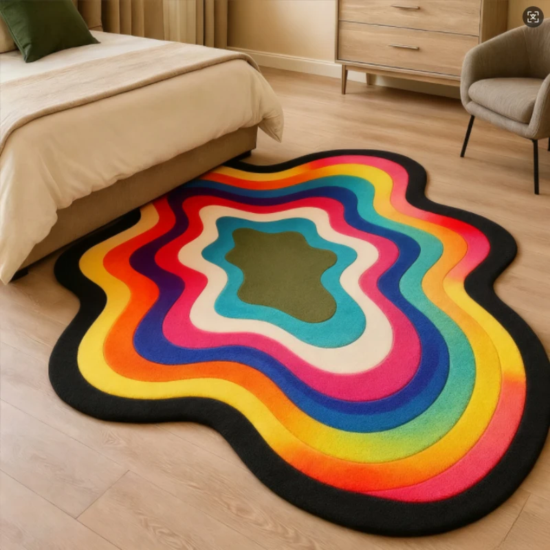 Dopamine Color Carpets for Living Room Fluffy Soft Lounge Rug Ins Style Bedroom Decor Irregular Carpet Thick Plush Cloakroom Mat