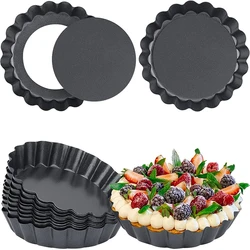 LMETJMA 6 Size Mini Tart Pan with Removable Bottom Carbon Steel Quiche Pie Pan Nonstick Round Tartlet Mold for Pies Tart JT234