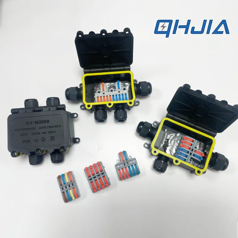 IP68 Waterproof Cable Junction Box Flame Retardant Plastic Outdoor Rainproof Electrical Wire Connection Splitting Box