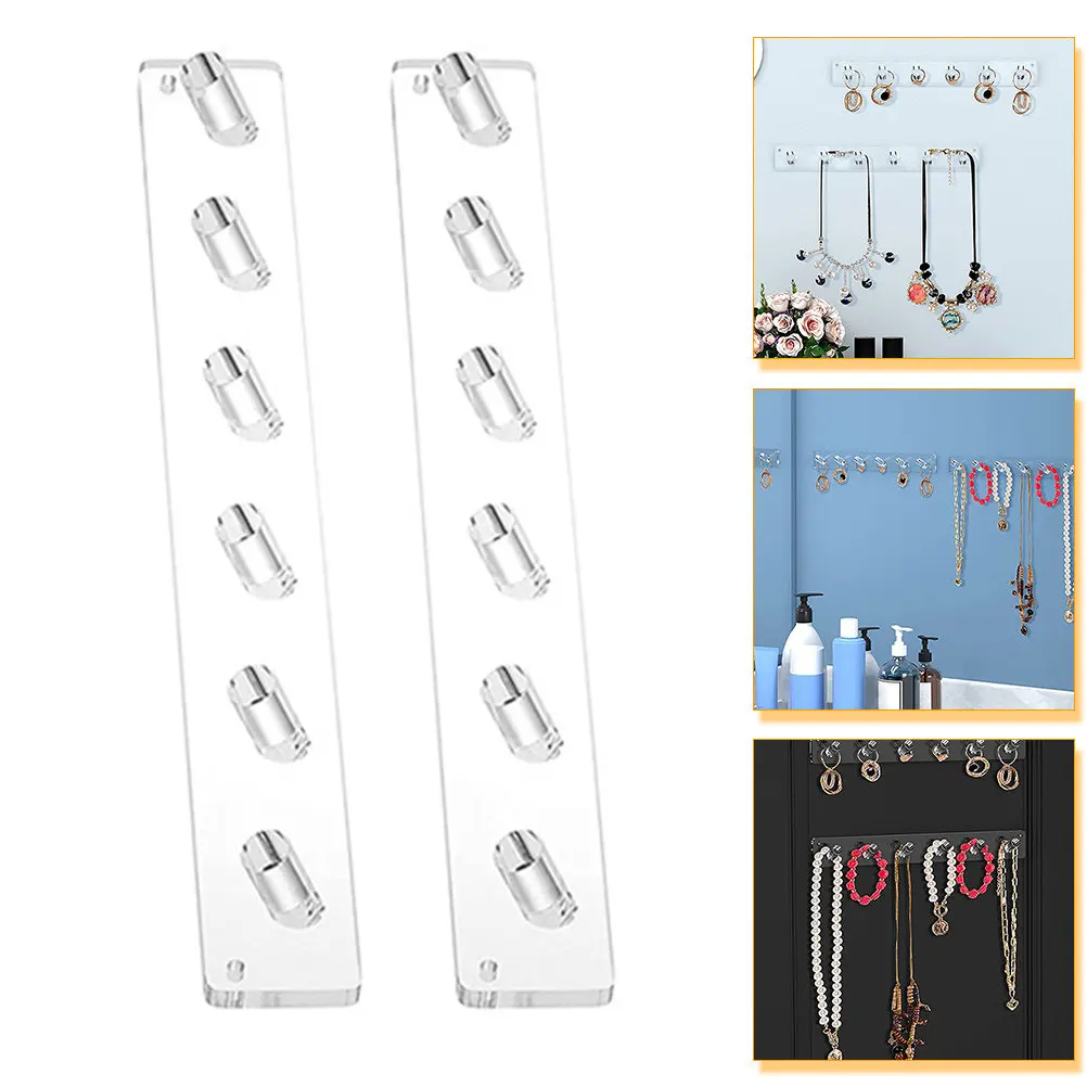 2Pcs Acrylic Wall Mount Necklace Holder Jewelry Organizer for Earrings Necklaces Bracelets Display Storage Home Decor