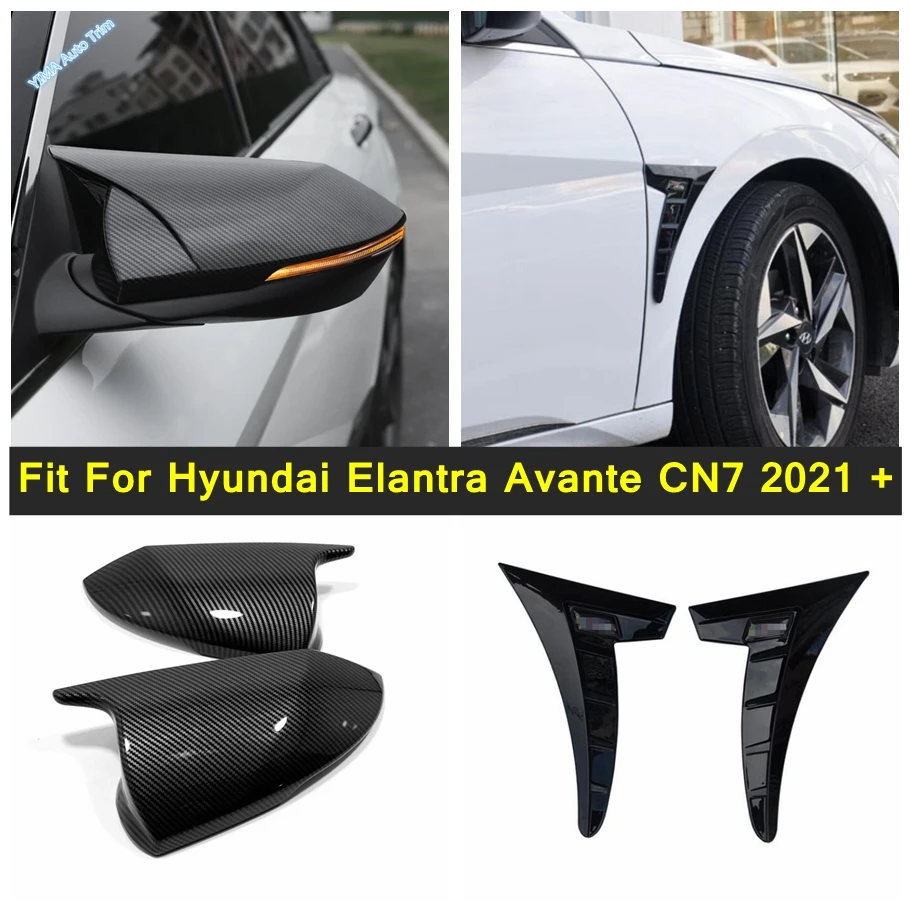 

ABS Car Rearview Mirror Protector Shell Side Wing Air Vent Hood Cover Trim For Hyundai Elantra Avante CN7 2021 2022 Accessories