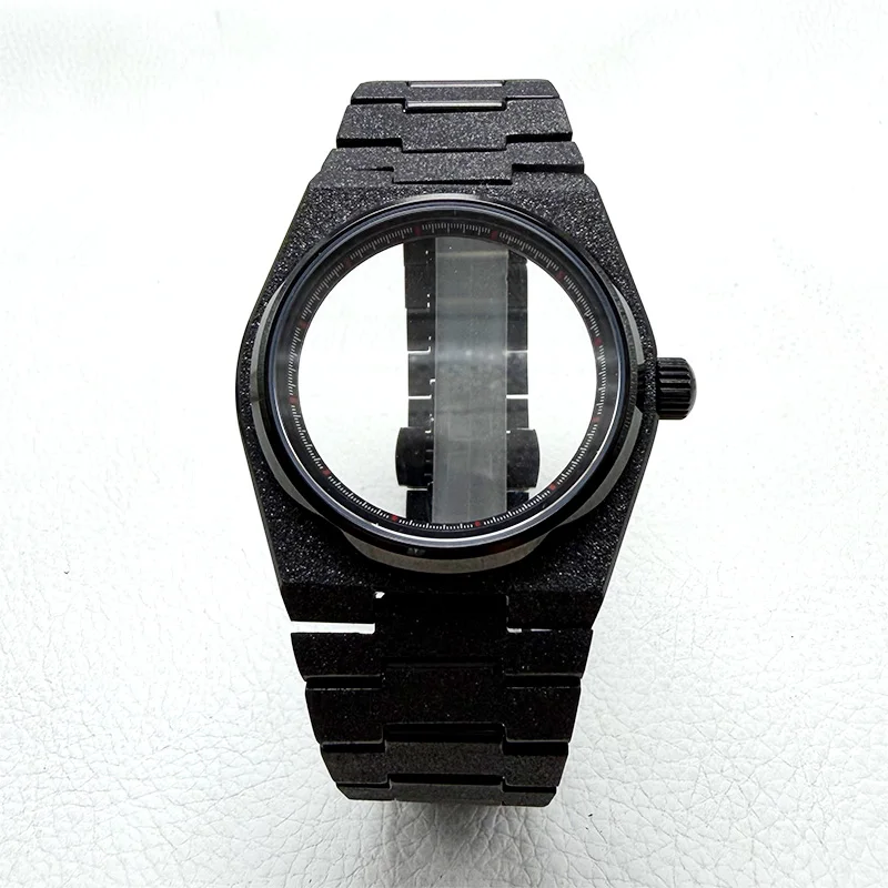 Classical 40mm Grit Nail Sand Effect Black 316L Stainless Steel Watch Case and Watchband Sets Fit NH34 NH35 NH36 NH38 Movement