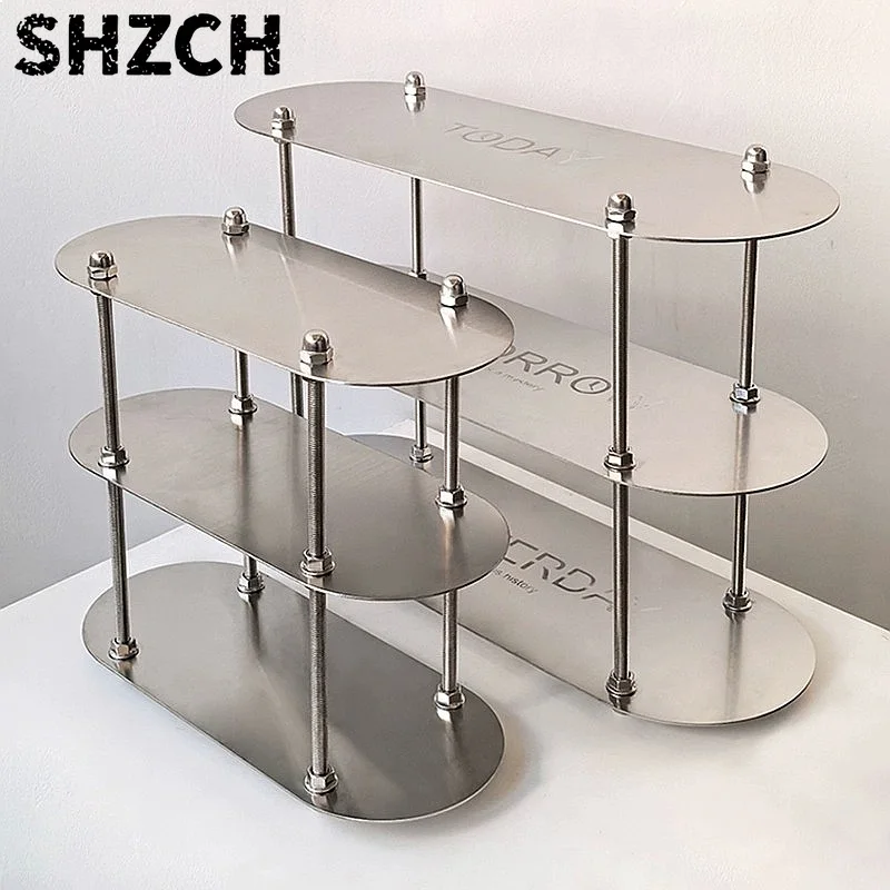 Luxury Stainless Steel Multi-Tier Cup Display Rack Modern Vanity Cosmetic Storage Organizer