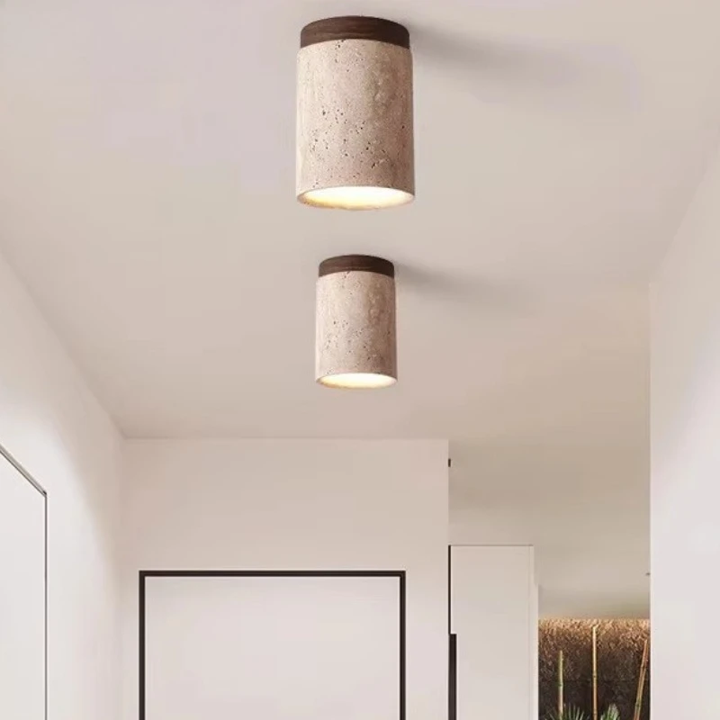 

Потолочные светильники из желтого пещерного камня, деревянные ваби-саби, стиль, вход, балкон, коридор, форма трубки, минималистичный светодиодный потолочный светильник с затемнением