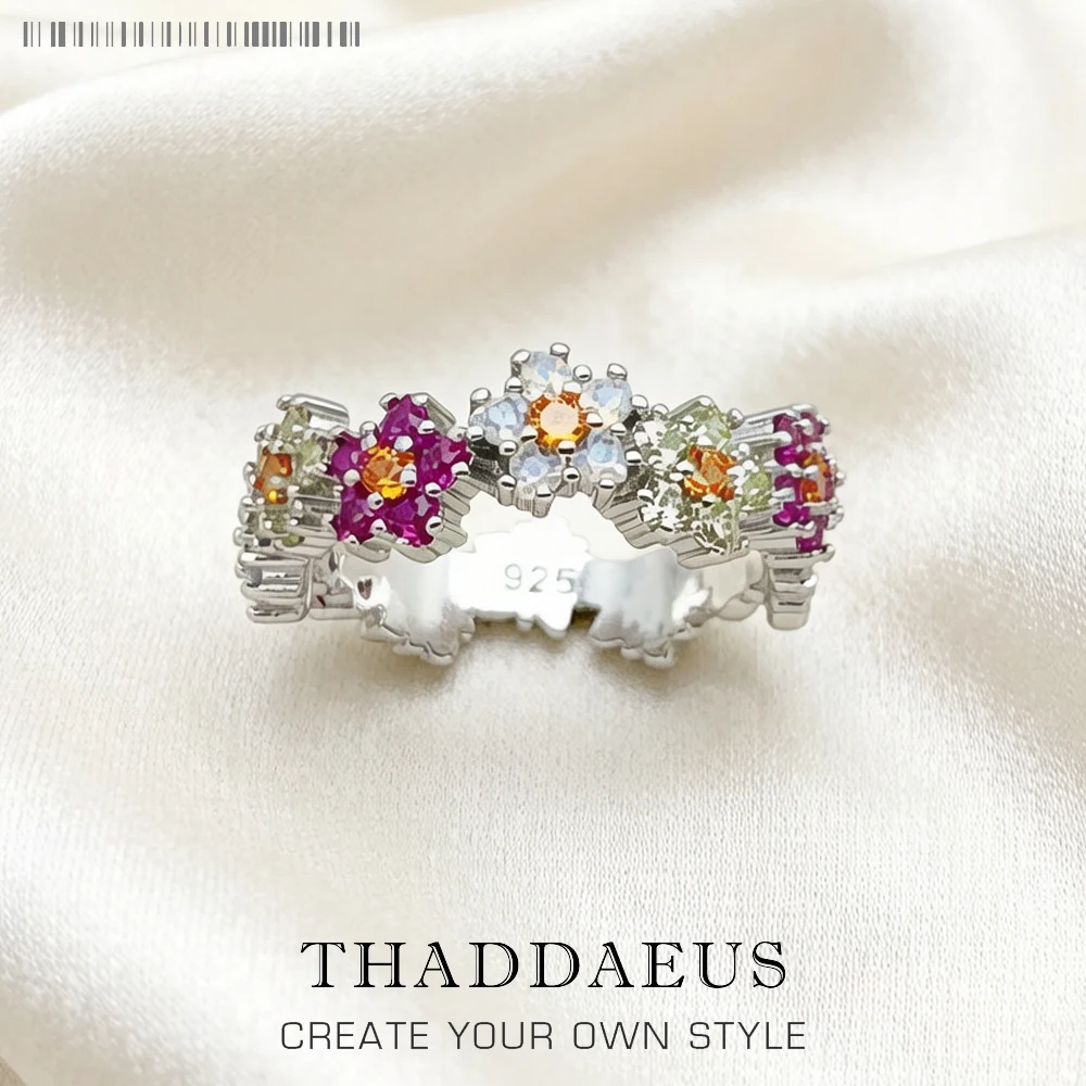 

Ring Flowers Colourful Stones 2023 Brand New Fine Jewerly Romantic Gift For Women In 925 Sterling Silver