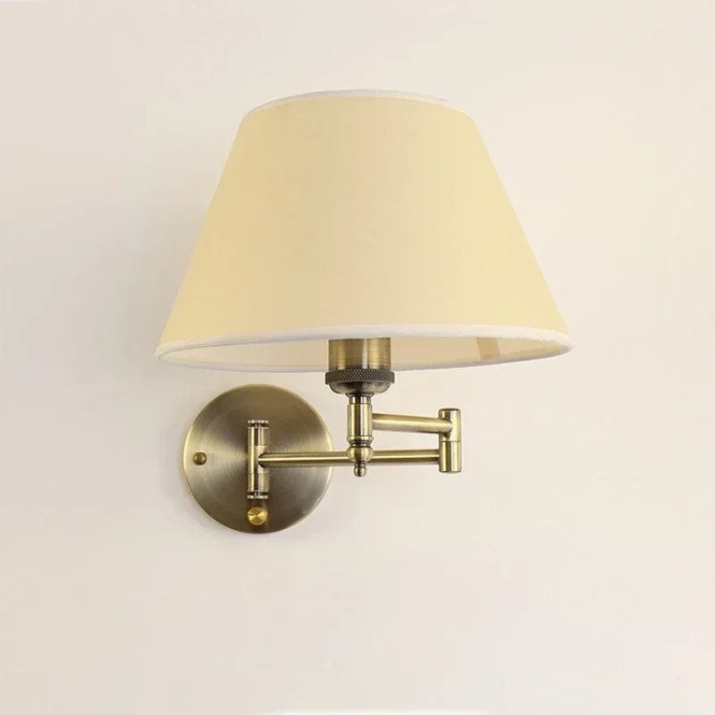 Modern Telescopic Wall Lamp Fabric Iron Folding Rocker Arm Lamp Creative Bedroom Bedside Lamp Study Reading Lighting