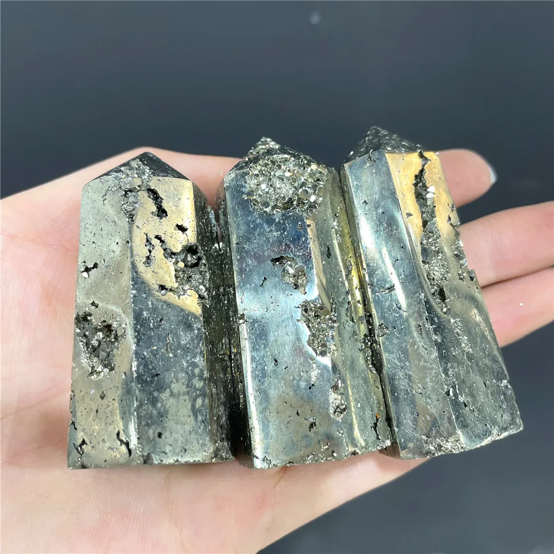 Natural Pyrite Stone Obelisk Points Spiritual Ornaments Crystal Rocks Mineral Ore Room Design Decorative Collections Indie Jewel