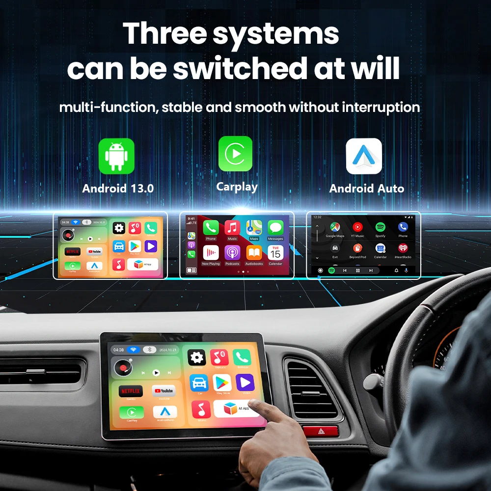 Wireless Carplay Android Auto CarPlay Ai Tv Box Android 13 For Netflix Youtube For Honda Accord Civic Ridgeline CR‑V Pilot  HR‑V